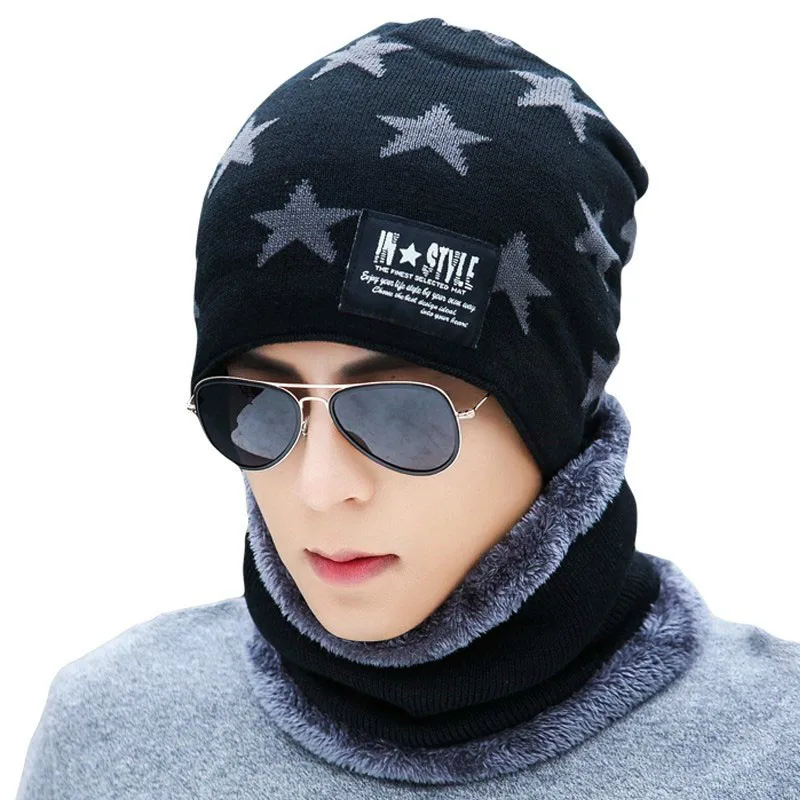 2019 зимние шапки для мужчин Skullies Beanie шапка зимняя женский шерстяной шарф s набор