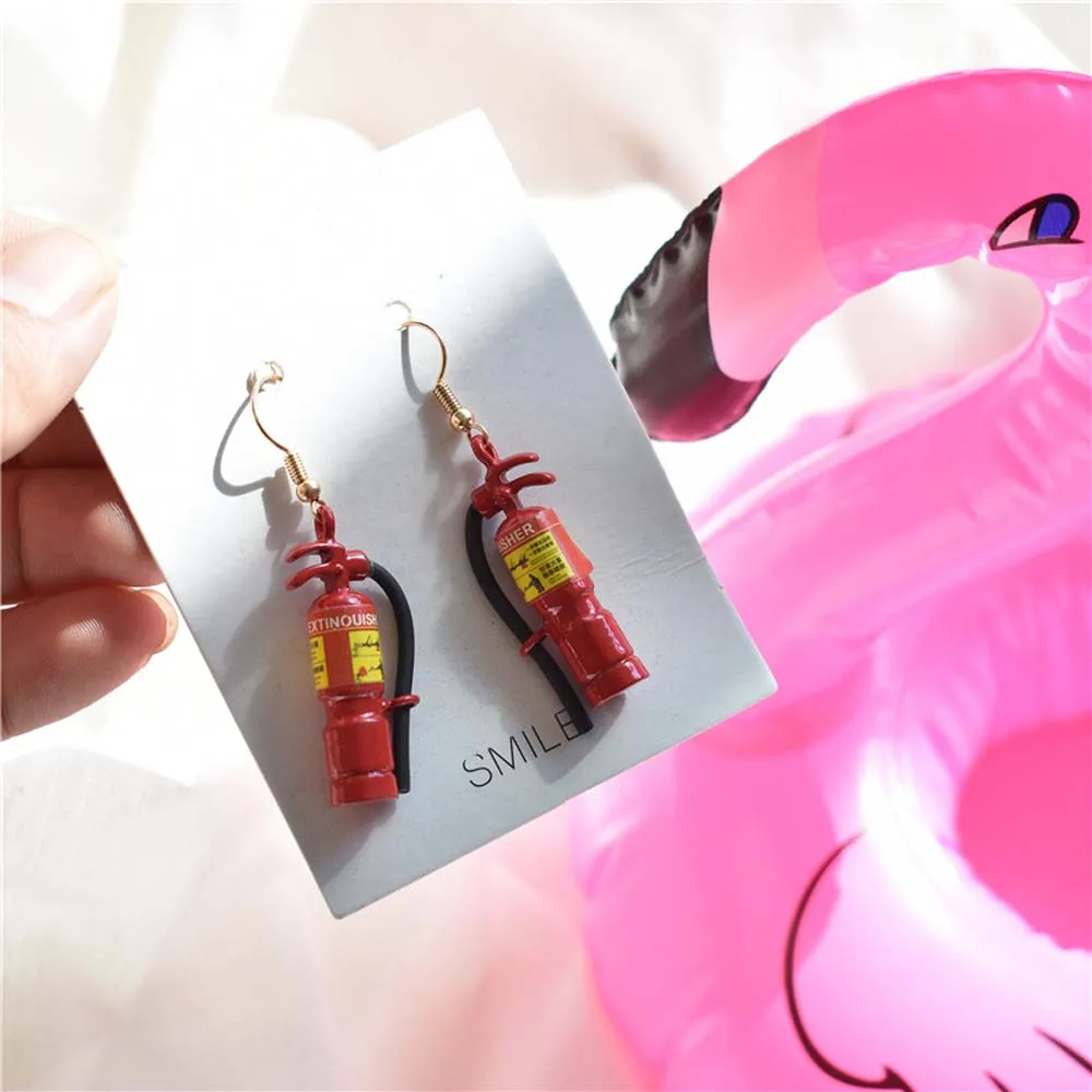 Personality Creative Simulation Fire Extinguisher Model Earrings Female Fun Punk Style Temperament Pendant Accessories | Украшения и