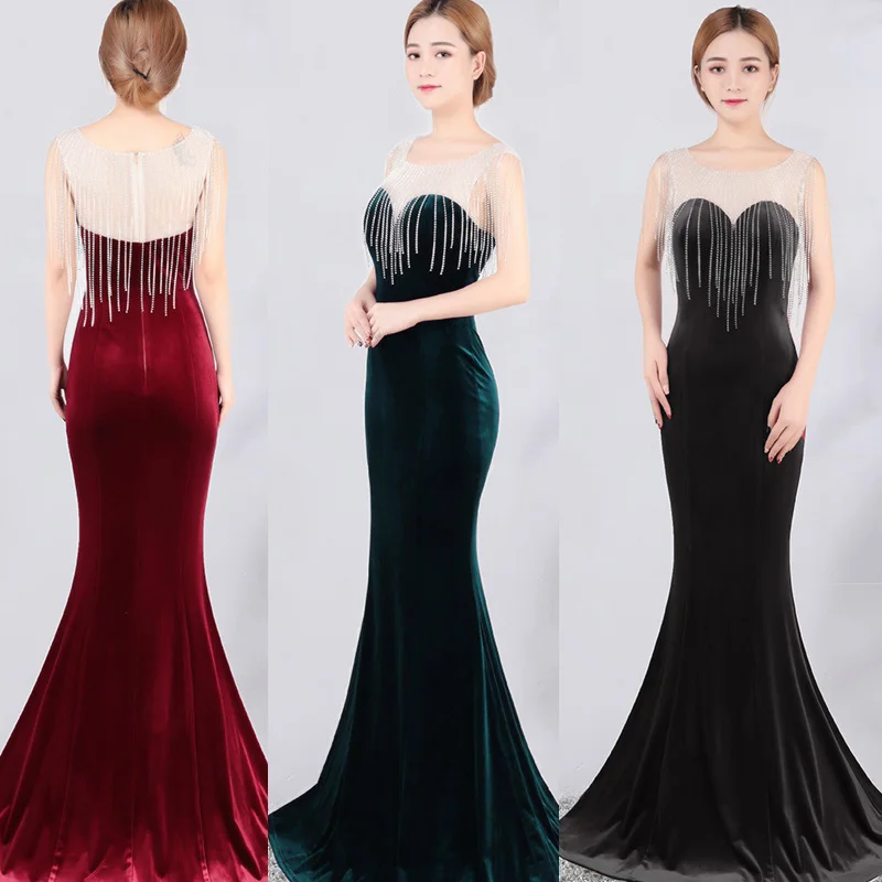 Осенние бархатные Формальное длинное вечерние платье Для женщин элегантное