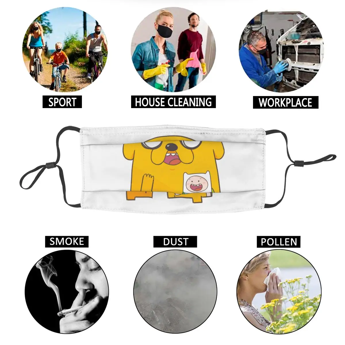 

Adventure Time Jake The Dog Non-Disposable Face Mask Anti Haze Anti Dust Protection Cover Respirator Mouth Muffle