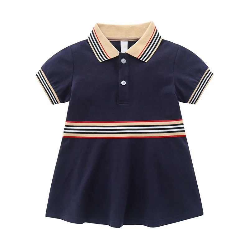 

Girls' cotton dress, children's striped dress, short sleeves, summer casual dress, children's wear, girls' wear for ages 2-8