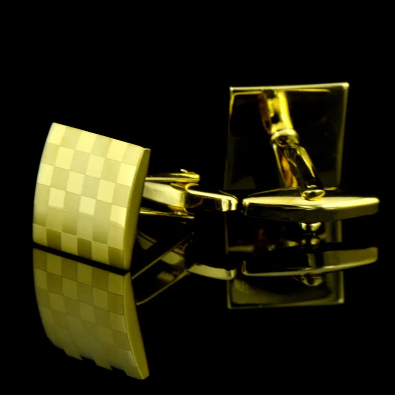 

Golden Cufflinks Small Plaid Checkered Louver Laser Men's French Cuff Links Jewelry Clothing Accessories