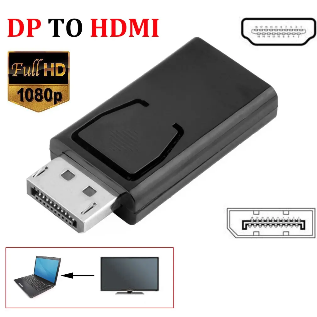 

2020 DP to HDMI Adapter DisplayPort to HDMI Display Port Male Female Converter Cable Adapter Video Audio Connector for HDTV PC