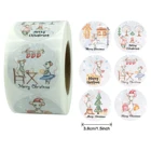 500 шт., 1,5 дюйма, Рождественская тематика, ярлык, наклейка, сделай сам, подарок, выпечка, искусственные канцелярские принадлежности, украшение, подарочная коробка