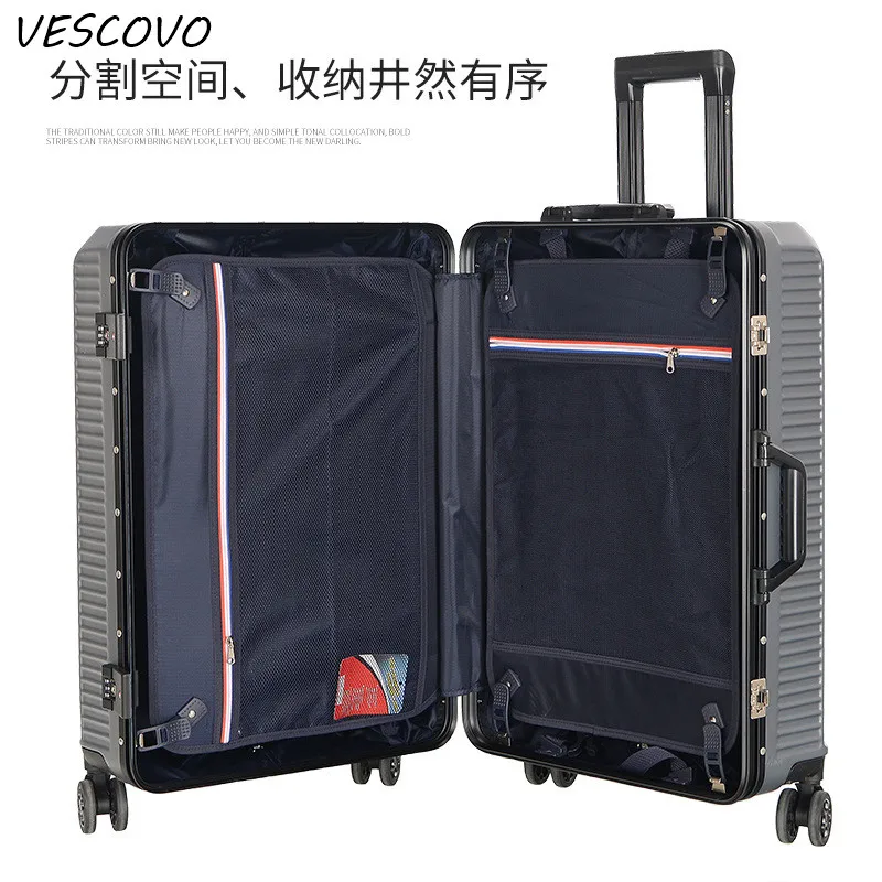 VESCOVO алюминиевая рамка для мужчин и женщин чемодан в стиле ретро 20 &quot24&quot 28 дюймов