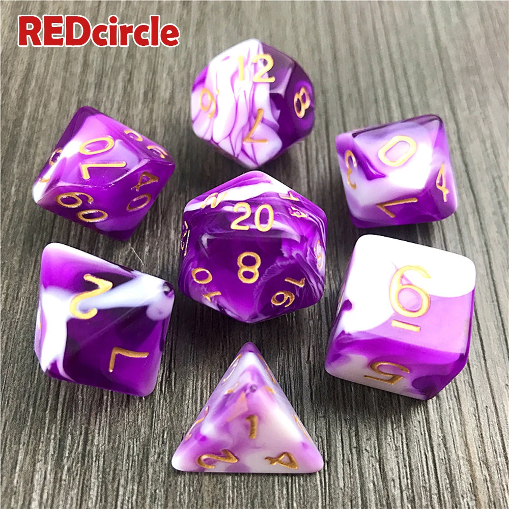 Лучшая цена для Rpg Dungeon и Dragons Die 7 шт набор D4 D6 D8 D10 D12 D20 как аксессуары настольной