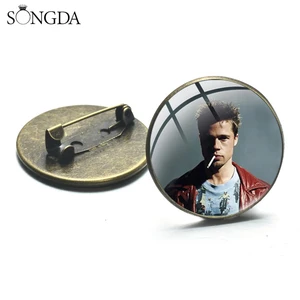 Fight Club Movie Brooches Handmade Glass Photo Dome Metal Pins Punk Men Women Clothes Backpack Jackets Decorative Badges