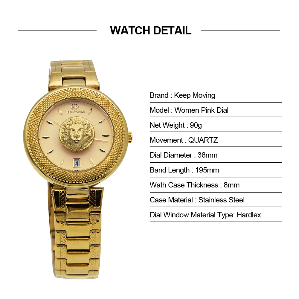 Women Pink Dial Женские кварцевые часы для мужчин часы для любимых с Львом Роскошные модные повседневные женские мужские и женские наручные часы из нержавеющей стали - Цвет: Women Pink Dial