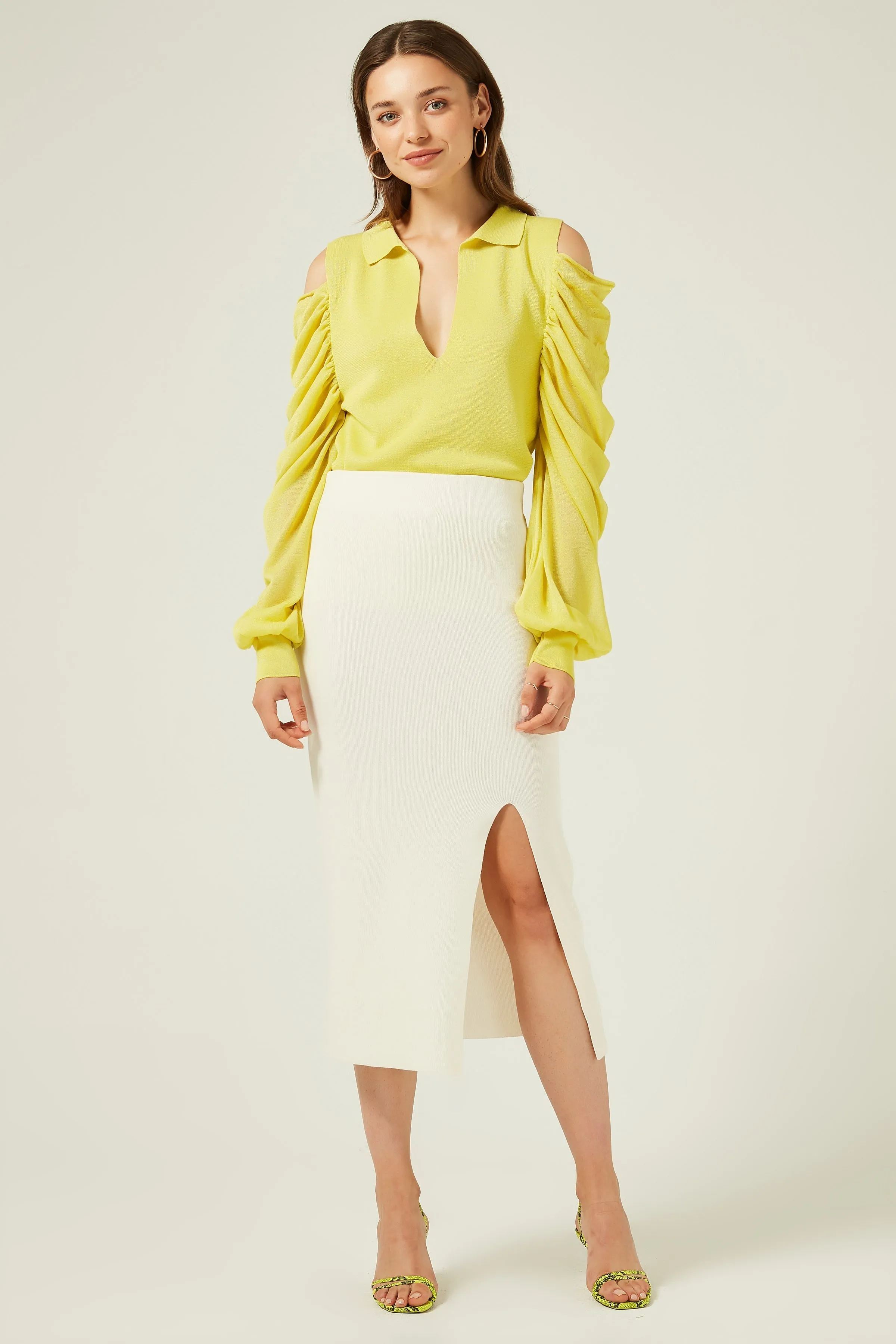 Юбка-свитер Beli Wheel с разрезами-экрю | Женская одежда