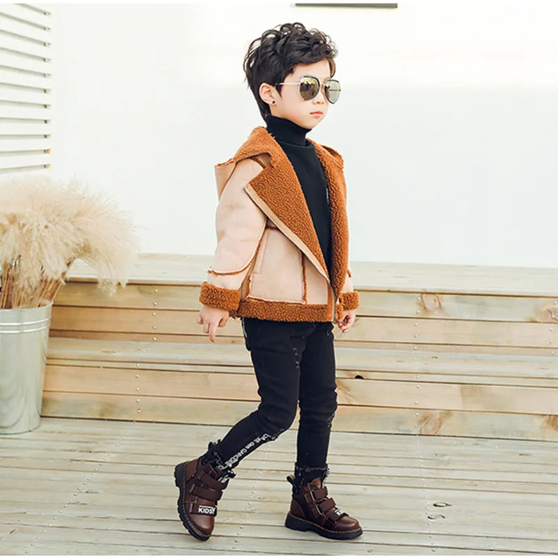 Лидер продаж модные зимние Ботинки martin для мальчиков Детские уличные ботинки из