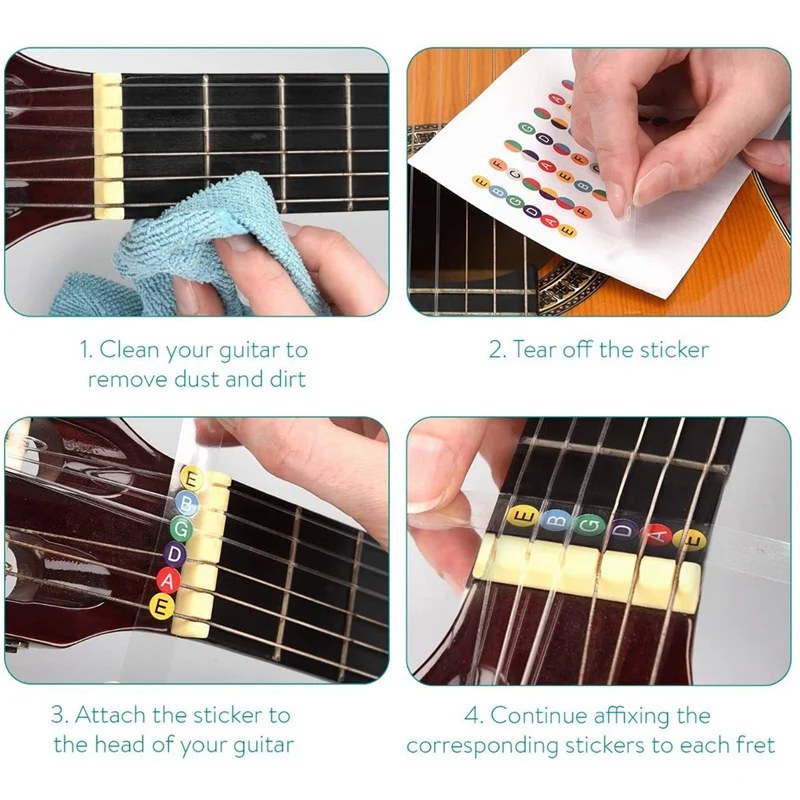 

10Pcs Guitar Sticker Musical Scale Sticker Finger Guide Sticker for Training Learning Beginner Guitar Accessories