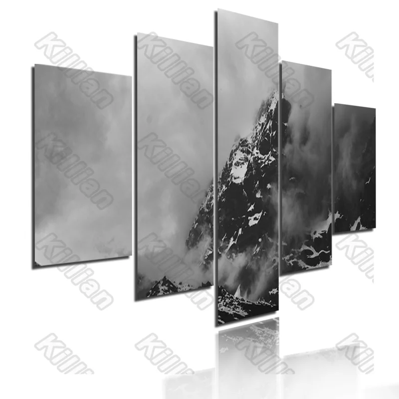 

Scenery Style Mural Canvas Paintings Modular Bed Home Decor Prints 5 Pieces Snow Mountain Decoration Living Room Wall Fresco