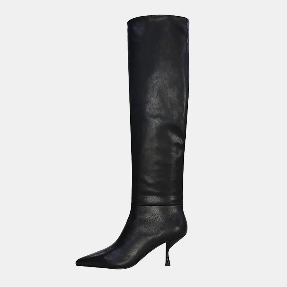 

New style slim heel high heel special-shaped heel knee high boots high tube boots fashion large women's Boots Size 45