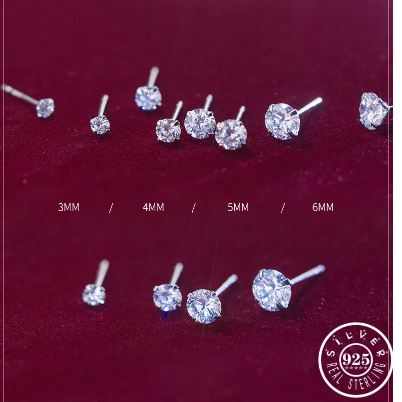 Маленькие круглые кубического циркония 925 стерлингового серебра свадебные