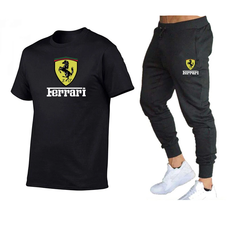 

2021 Summer Fashion New Men's T-Shirt Set 2-Piece Men's Sportswear Suit Basketball Sports Fitness Summer Print Short Sleeve + Me