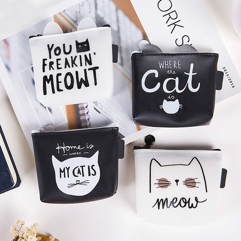 1 шт. кошельки для монет в виде кошки женские Мини из силикагеля девочек и детей