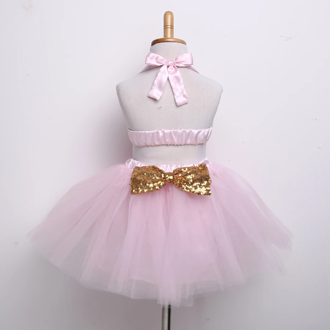 Детская рубашка бандо с лямкой на шее блестками для маленьких девочек вечерние