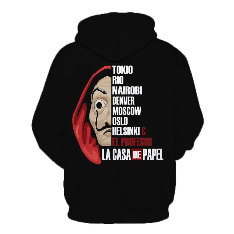 La Casa De Papel 3D толстовки с капюшоном и принтом унисекс, забавные пуловеры для мужчин, повседневные толстовки с капюшоном, House Of paper