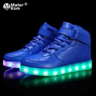 Детские светящиеся кроссовки на липучке, модная обувь с светильник светкой, зарядка через Usb, для мальчиков и девочек, Размеры 25-37