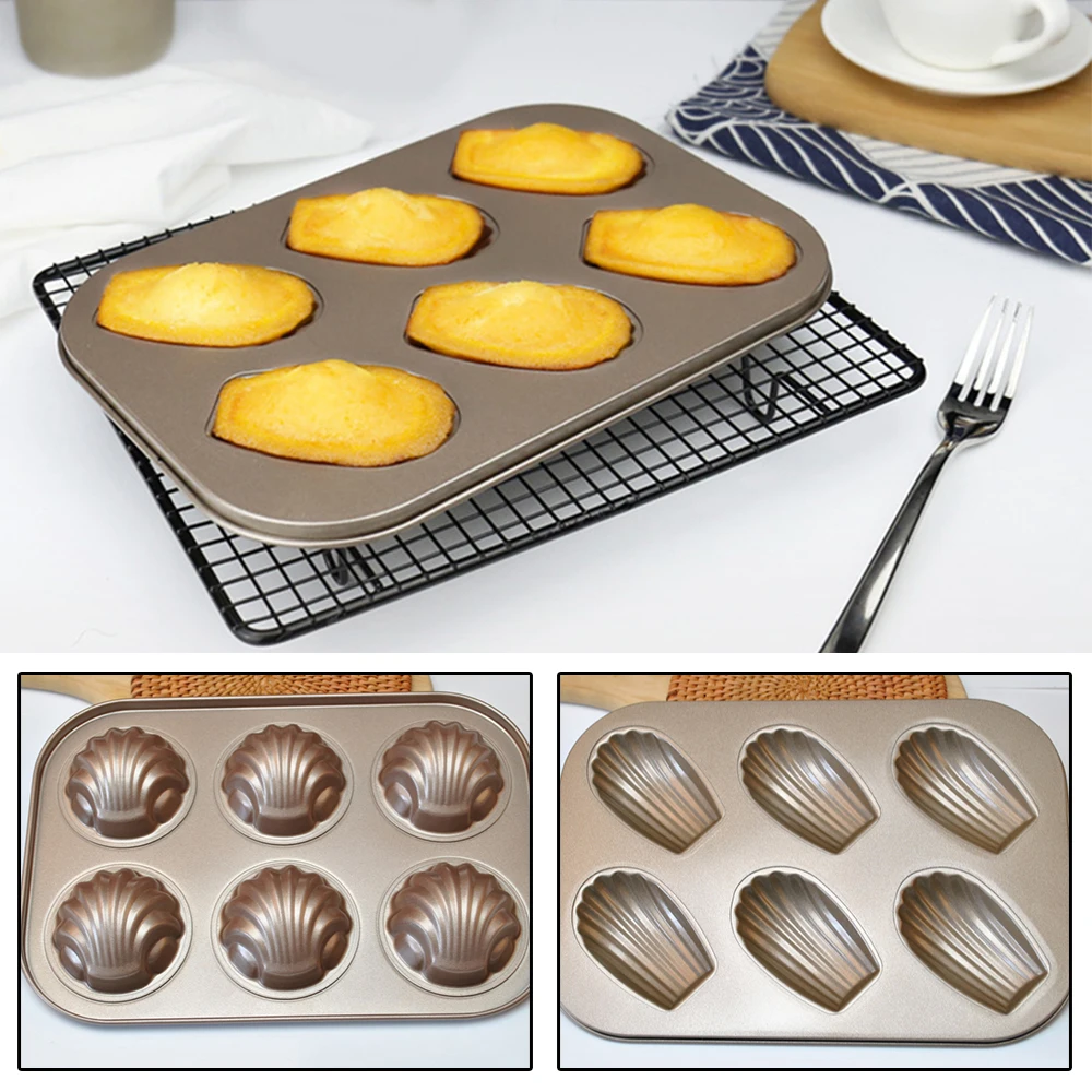 

Non-stick Kitchen Cake Mould Muffin Madeleine Pan 6-hole Madeleines Cake Baking Pans Tray Cake Mold Baking Tools