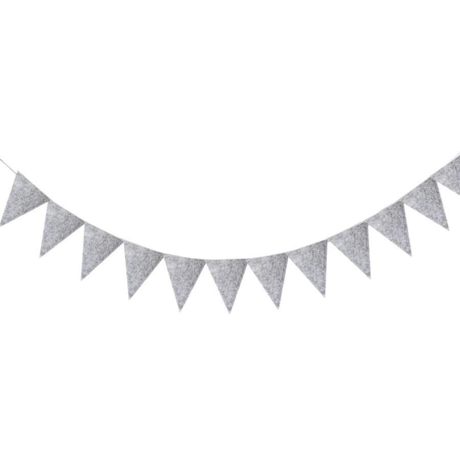 Фетровая гирлянда с флажками серый синий белый коричневый шнурок баннер