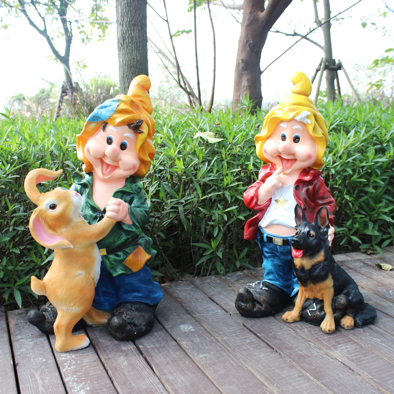 

Kindergarten Resin Cartoon Character Dwarf Ornaments Outdoor Garden Courtyard Decoration Crafts Villa Landscape Sculpture Decor