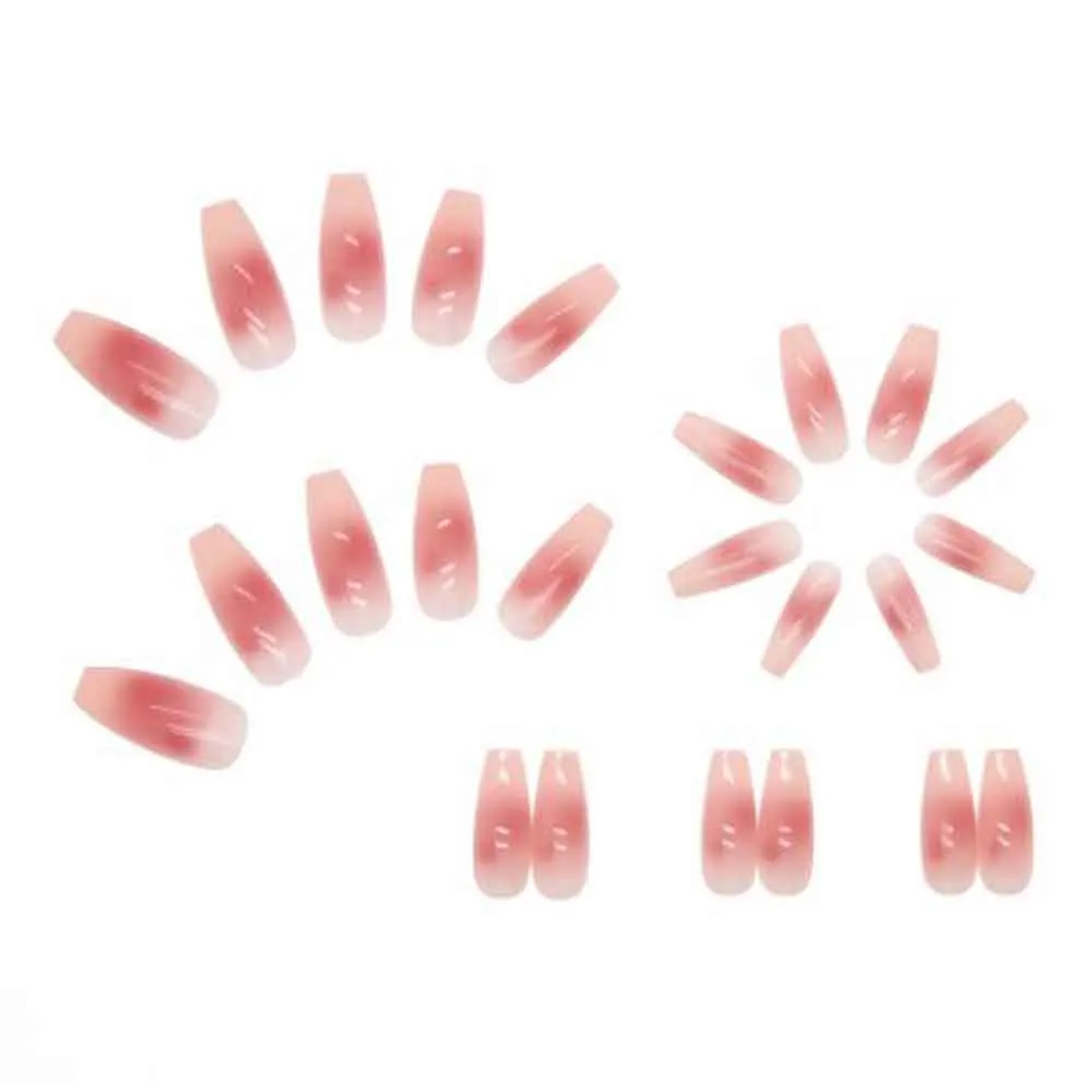 Cute Pink Animal Long Detachable Long Coffin False Nails 24PCS Artificial False Press On Nail Tips Set Women Finished Fingernail images - 6