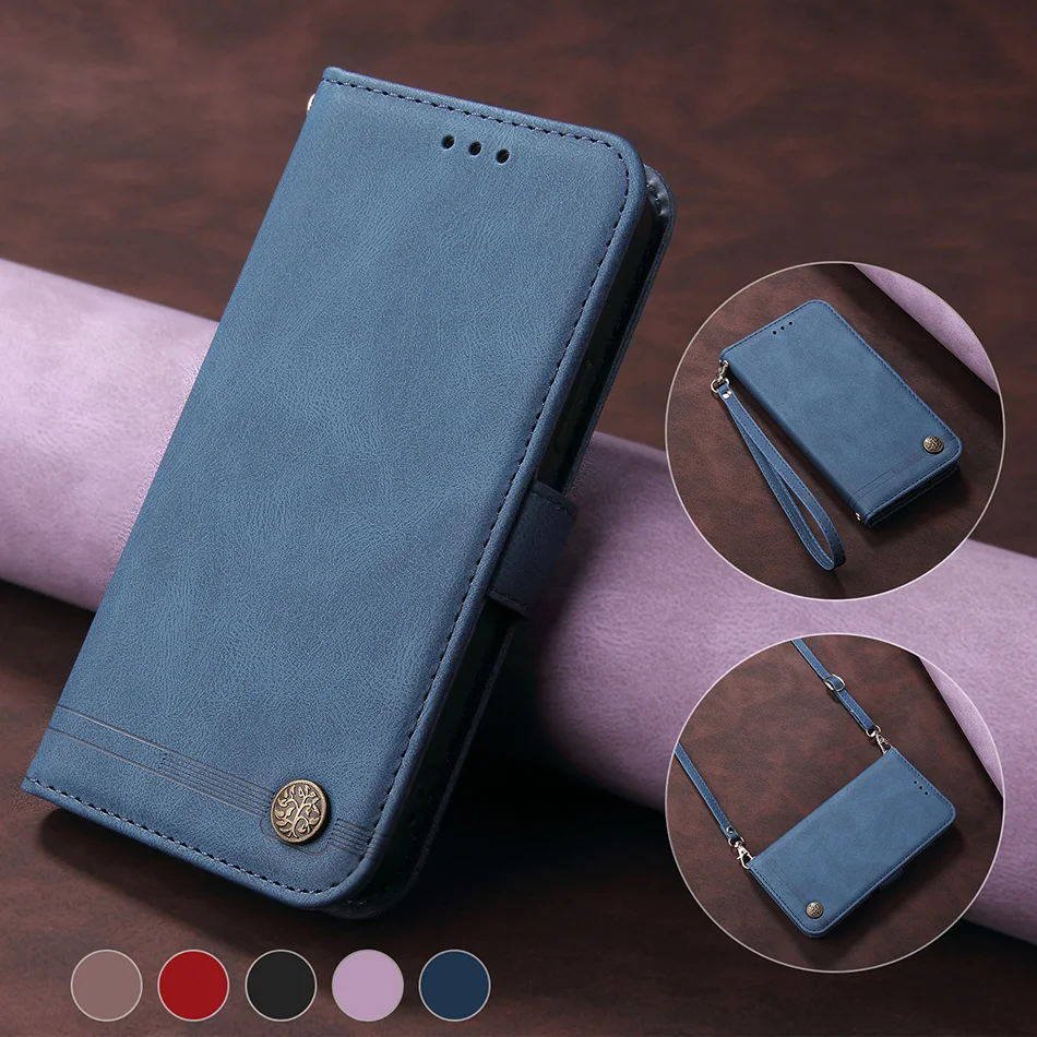 

Etui Leather Wallet Case For OPPO A15 A15S A16 A52 A72 A92 A53 A73 A93 A54 A74 A94 A95 A55 4G 5G Card Slots Magnetic Flip Cover