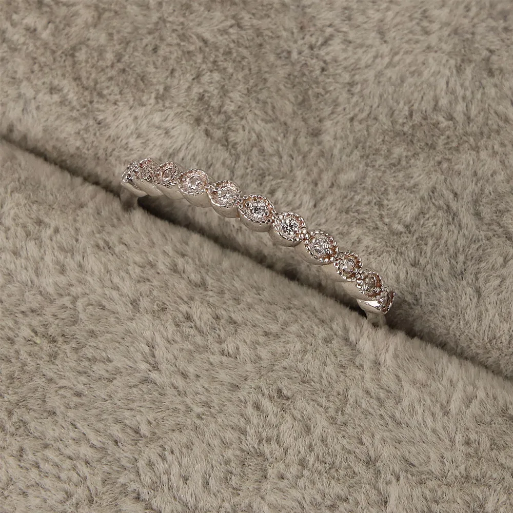 

Popular fashion 925 sterling silver ms contracted engagement ring rose platinum zircon crystal jewelry gifts