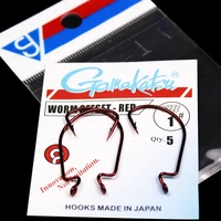 gamakatsu fishing hooks red bloody crank offset worm hook lure soft bait texas rig fishhook size 50 6 high carbon steel