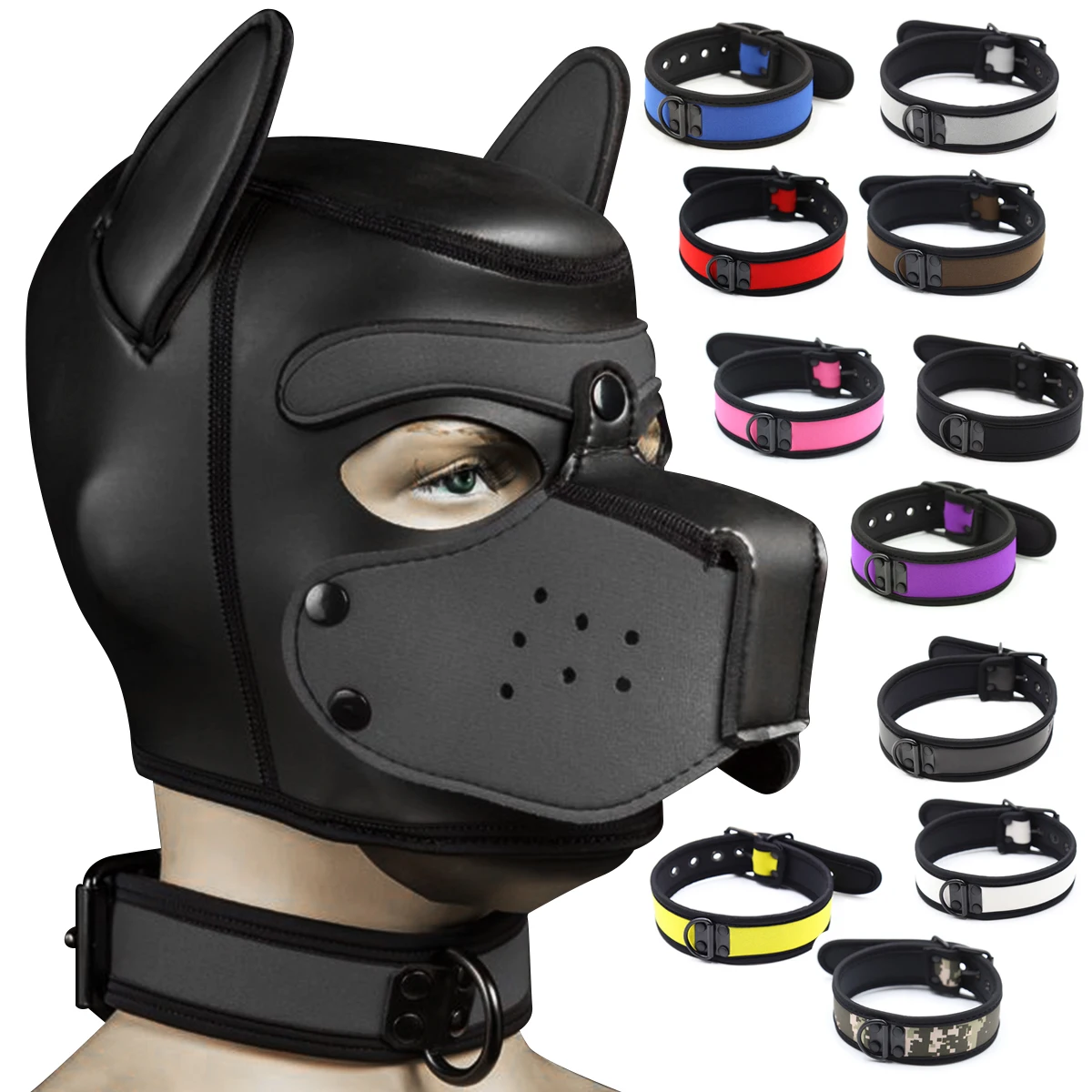 

10 цветов, неопреновый воротник для щенка, сексуальный мастер, служанка для взрослых, латексный чехол для шеи