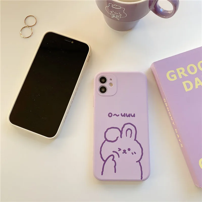

Japanese Cute Rabbit Silicone Soft Phone Case For iPhone 7 8 Plus 2020 SE X XR XS Max 11 11Pro Max 12 12Pro Max Pro Mini Case