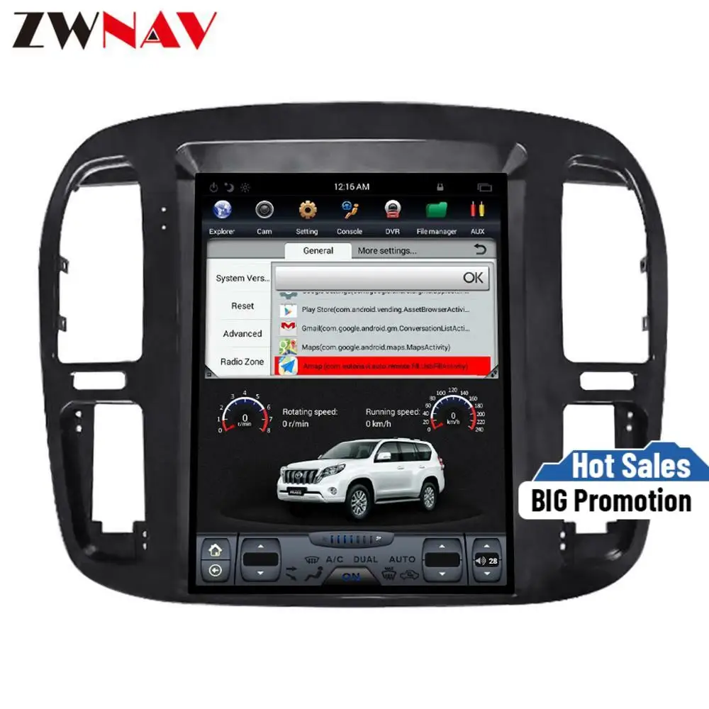 Автомобильный DVD плеер tesla style на Android 7 1 с большим экраном для Toyota Land Cruiser lc100 1998 2002