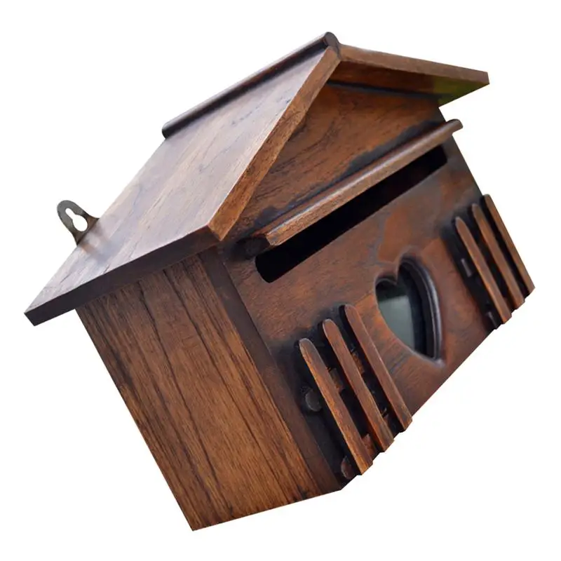 

1PC Wooden Mailbox Outddor Post Box Rainproof Suggestion Box Creative Letter Box Lockable Wall Mounted Mailboxfor Home Garden