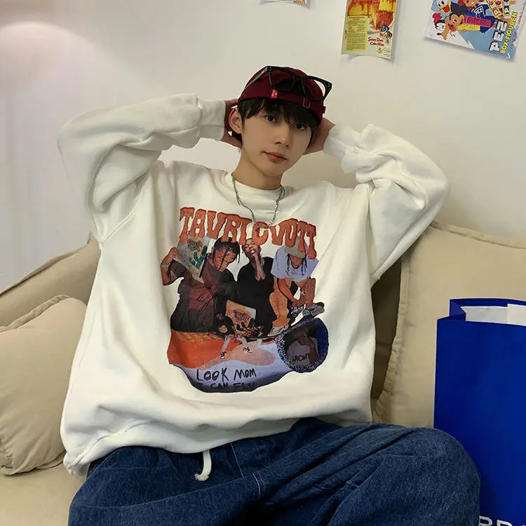 Толстовка Женская с длинным рукавом винтажный свитшот в стиле оверсайз хип-хоп