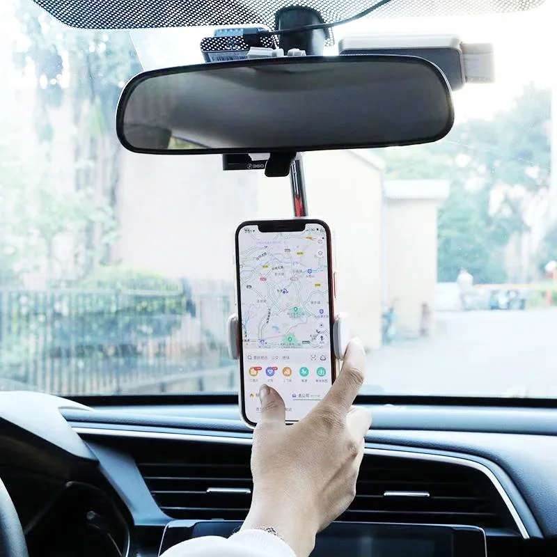 

Car Rearview Mirror Mount Phone Holder For iPhone 12 GPS Seat Smartphone Car Phone Holder Stand Adjustable Support Bracket
