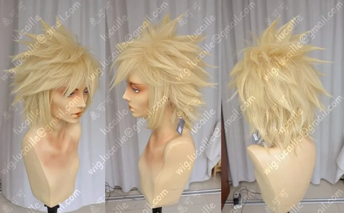 Парик для косплея Final Fantasy VII FF7 Cloud Strife короткий золотистый светлый термостойкий |