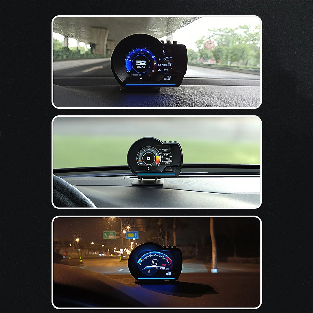 

AP-6 HUD Car Hud Head-up Display OBD+GPS Dual System Alarm System Overspeed Warning 360° Adjustable Bracket