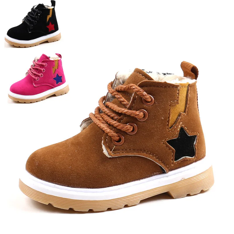 Новые детские зимние ботинки для девочек модные плюшевые теплые до щиколотки и