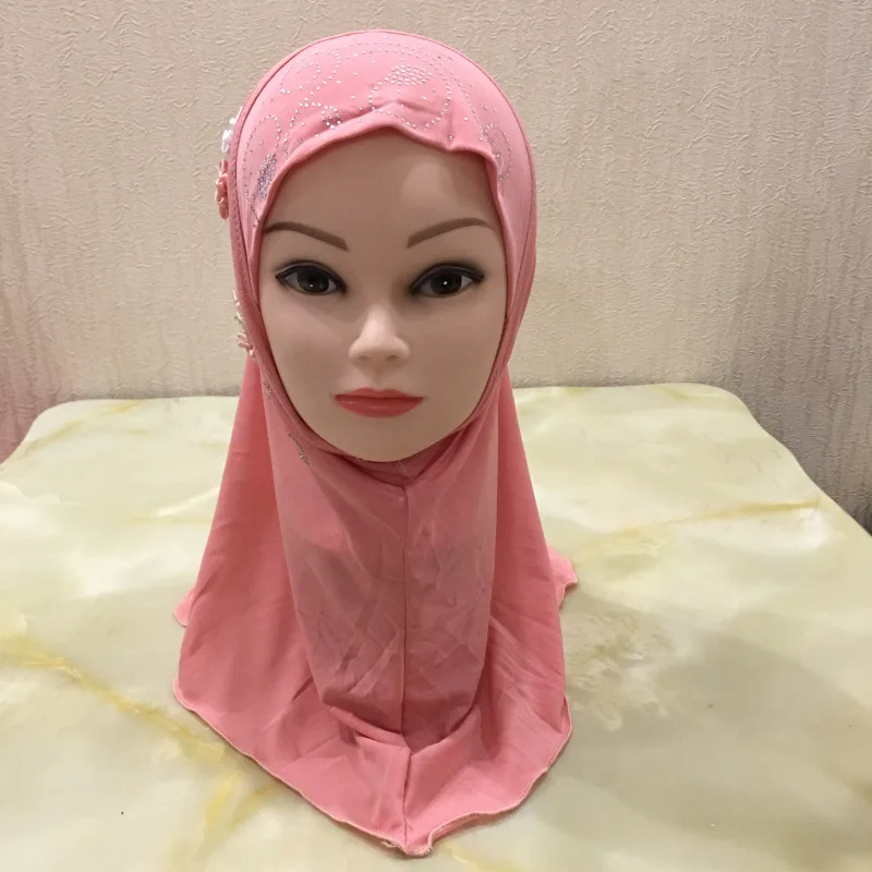 Pink Исламский детский головной платок для девочек, головной убор, мусульманский хиджаб, внутренняя шапка, накидка, шаль, шарф, Рамадан, Амира, головной платок, полное покрытие, тюрбан, хиджаб - Цвет: Pink