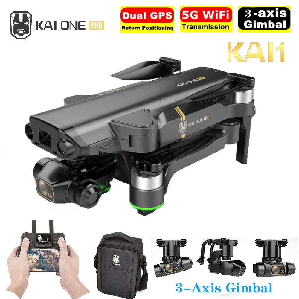 

2021 New 4K 8K Drone KAI One 3 Axis Gimbal Professional 5G WIFI FPV Dron Flight Distance 1.2KM Brushless Motor Quadcopter