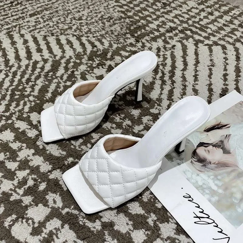 

new Gladiator 9CM Ladies Sandals Brand Design Women Elegant Square Sandaly Toe Thin High Heels 9CM Summer Outdoor Beach Shoes