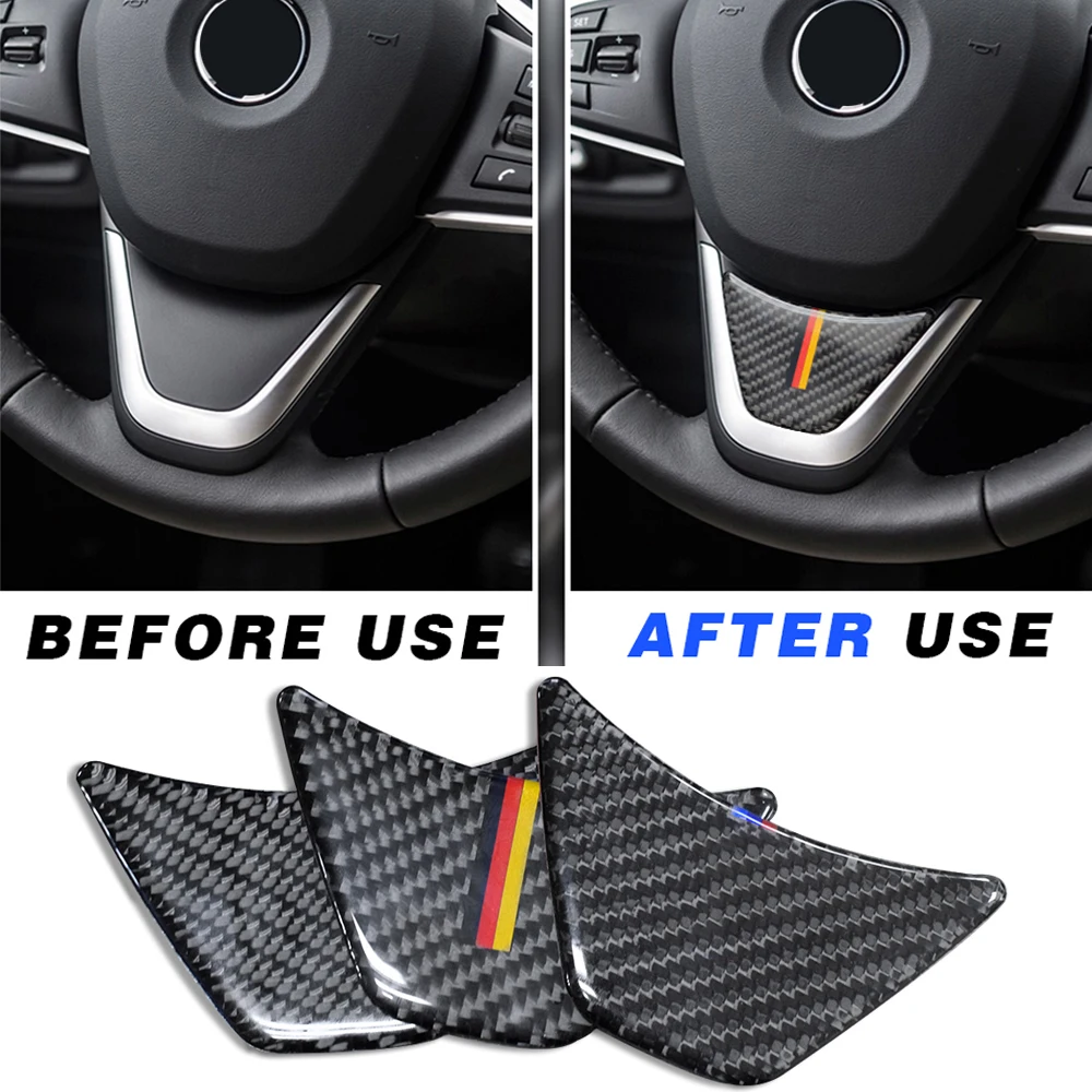 

Отделка рулевого колеса из углеродного волокна, наклейка, крышка, интерьерный аксессуар для BMW 2 серии F45 F46 X1 F48 M, полосатый логотип, 3D декор