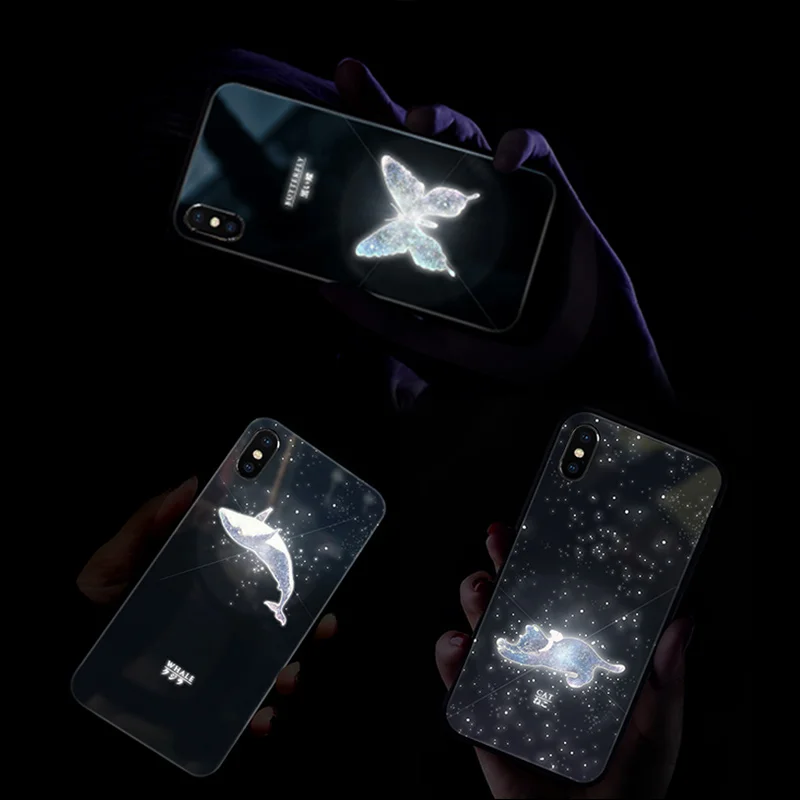 Yagoo умный светодиодный светящийся чехол для телефона для Apple iPhone X XS XR MAX 6 6S 7 8 Plus чехол s задняя крышка милые животные Funda роскошный силиконовый