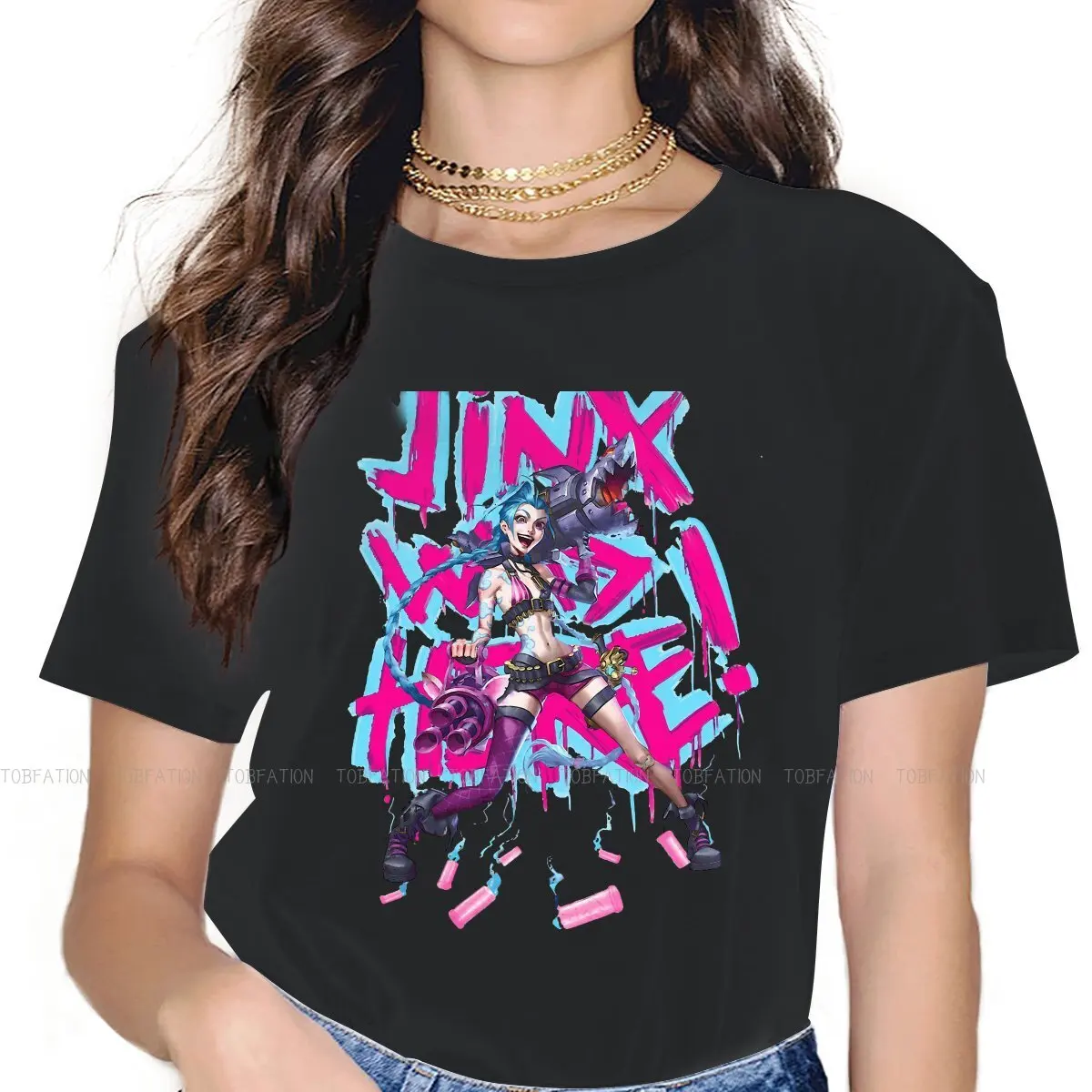 Футболка Jinx Was Here женская Готическая винтажная одежда из хлопка с графическим