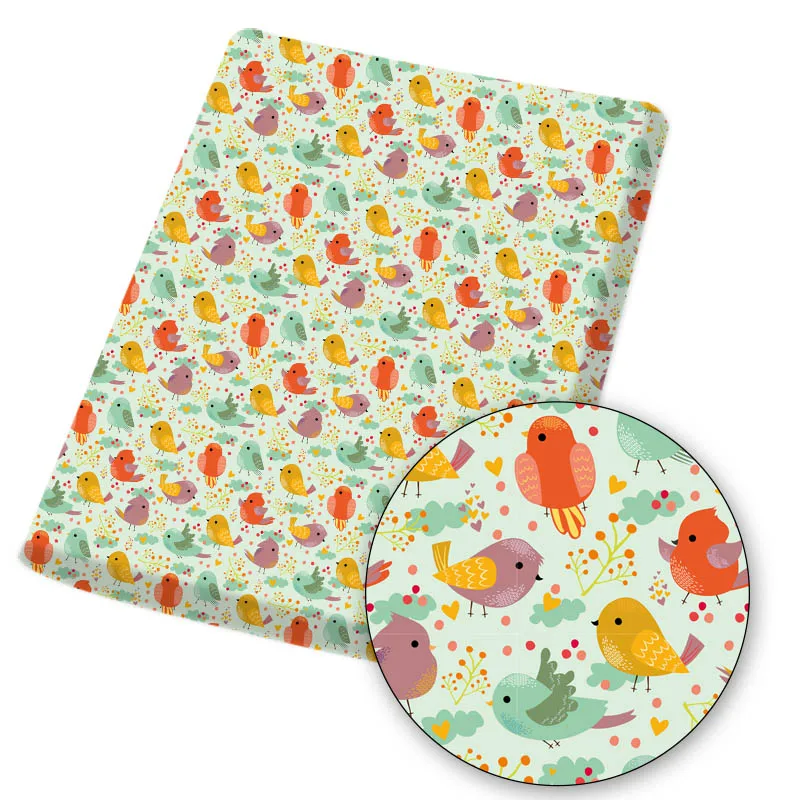 

Polyester Cotton Fabric Cartoon Cute Bird Printed Fabric DIY Sewing Home Textile Garment Bag Material 45*145cm/pc 80g IBOWS