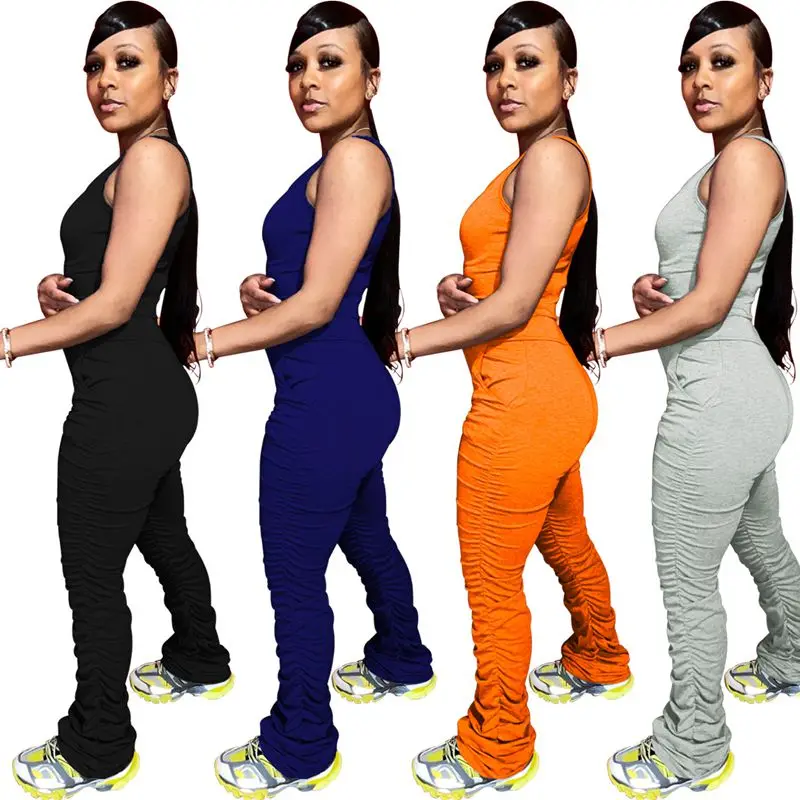 

HAOYUAN Sexy One Piece Jumpsuit Women 2020 New Summer Clothes Ladies Bodycon Overalls Sleeveless Rompers Stacked Leggings Pants