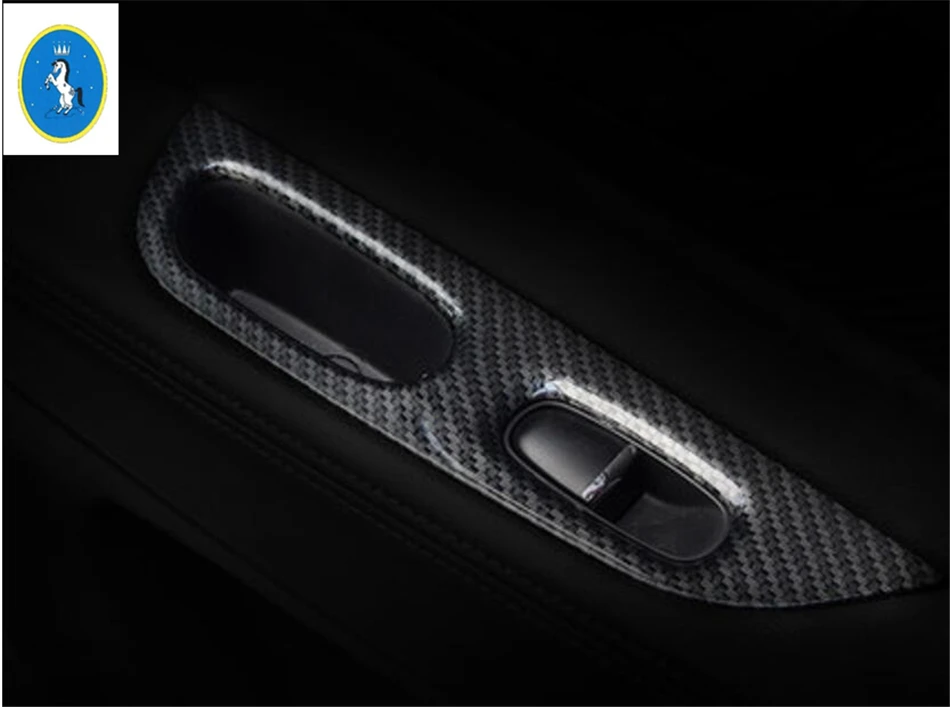 

Yimaautotrims Armrest Window Glass Lift Button Cover Matte Carbon Fiber ABS Fit For Nissan X-Trail X Trail Rogue T32 2014 - 2020
