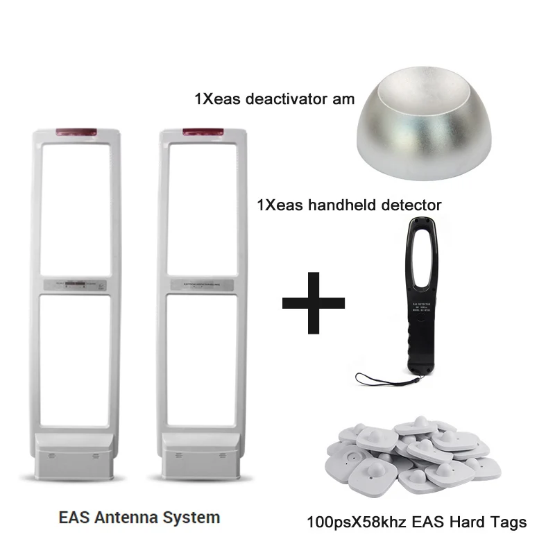 

High quality EAS antenna EAS security system Kit with hard Labels tags & Disassembler & Handheld Tester