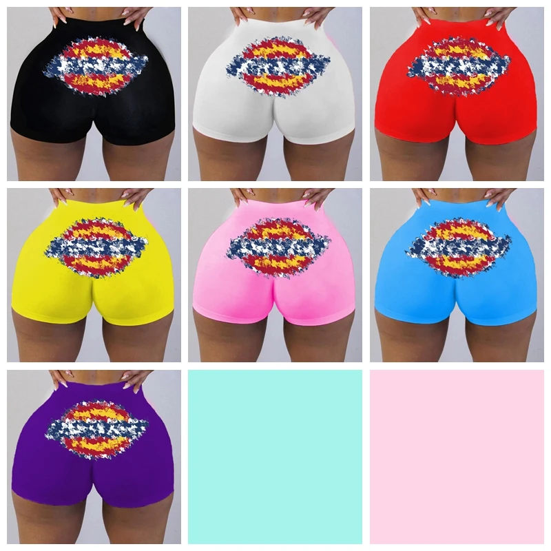 New Shorts Sexy Women's Tight Shorts Yoga Pants Snack Candy Print Shorts Summer Women's Shorts Fashion Large Size Free Shipping